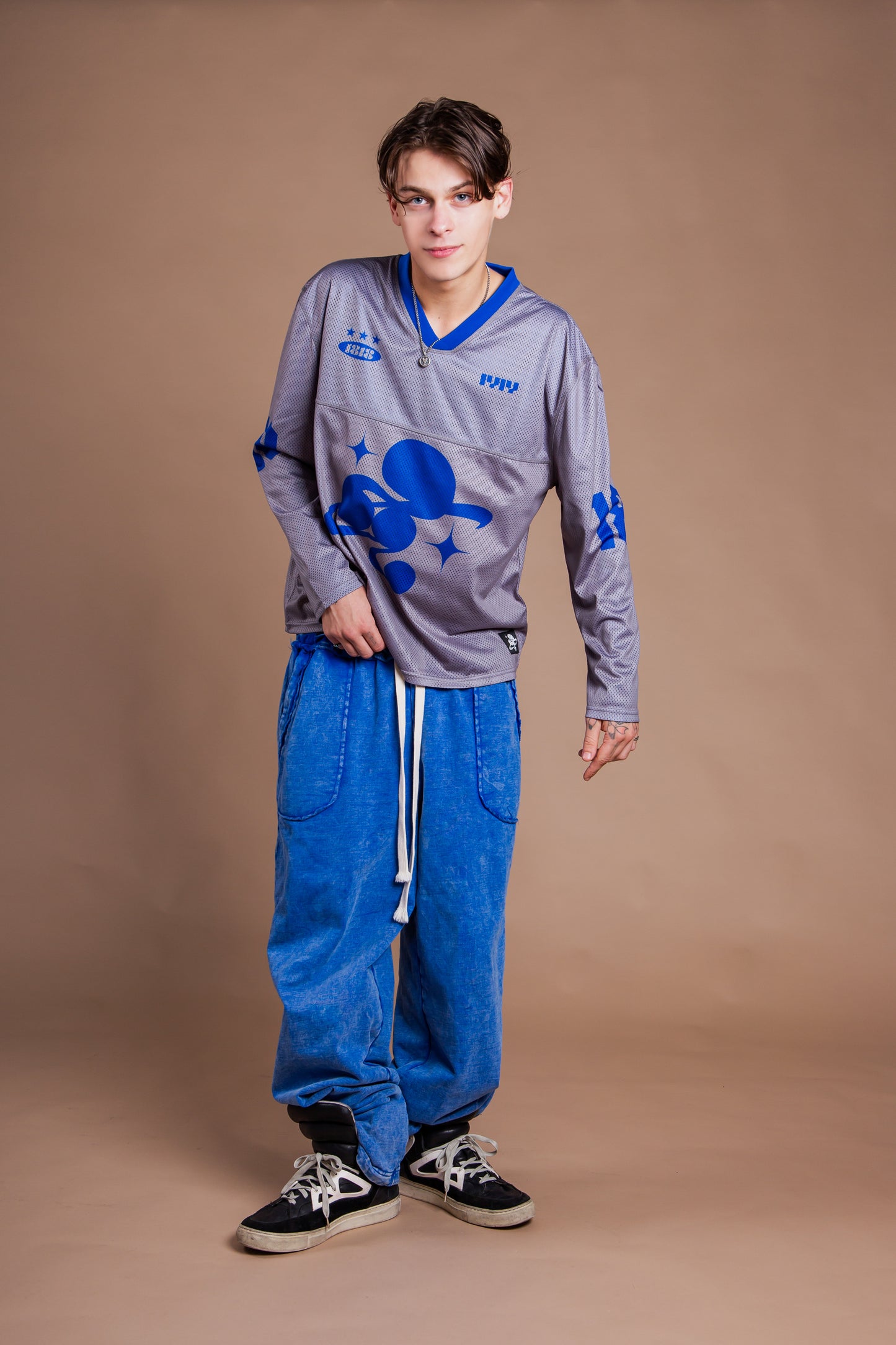 MESH TEAM L/S TEE gray