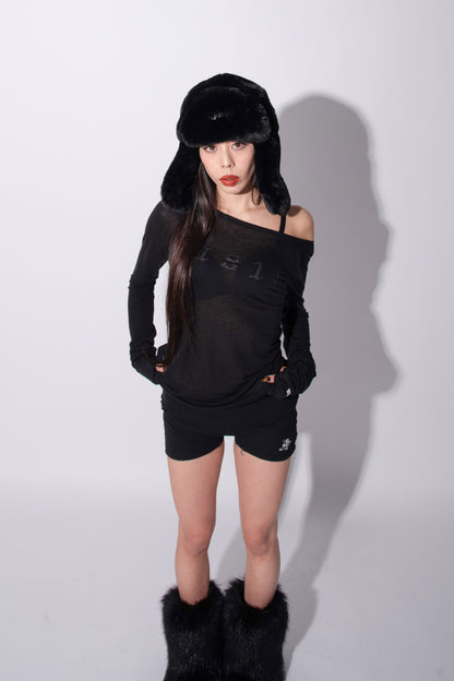 LOGO SEETHROGH CUTSEW black