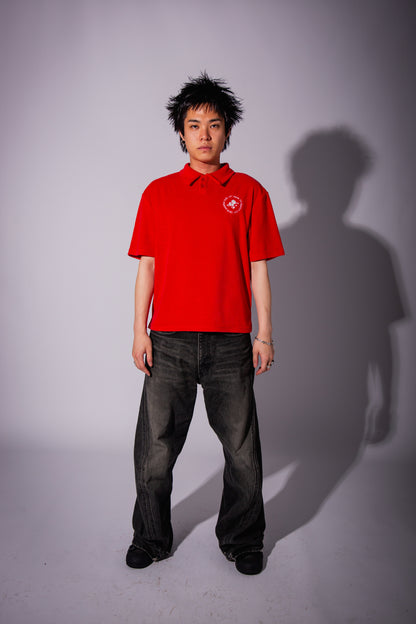 PILE POLO SHIRT red