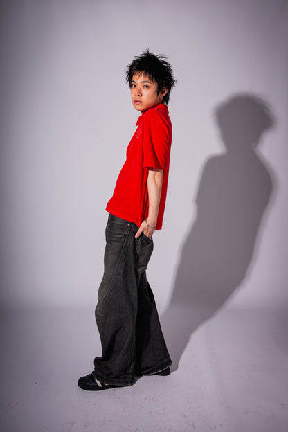PILE POLO SHIRT red