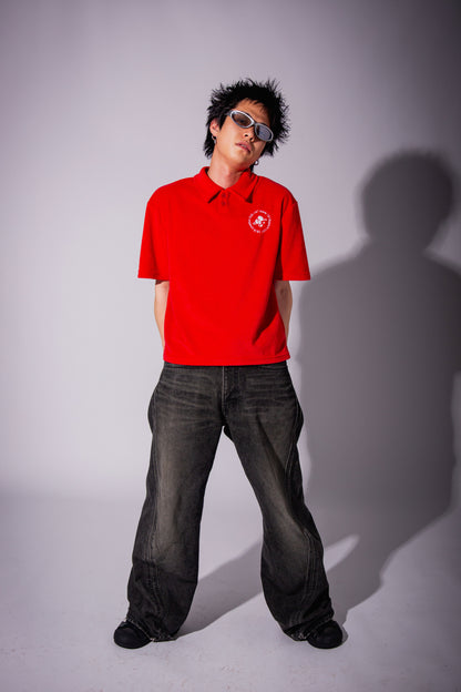 PILE POLO SHIRT red