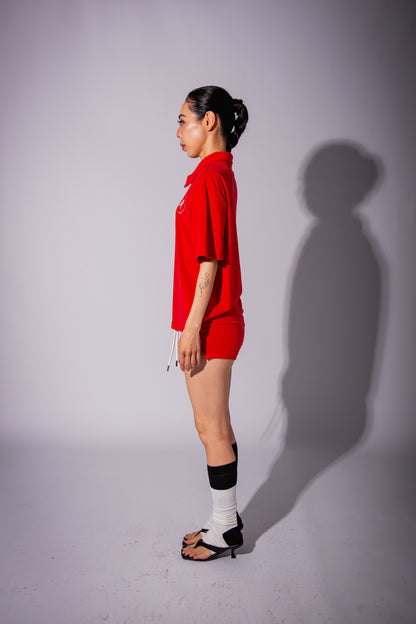 PILE POLO SHIRT red
