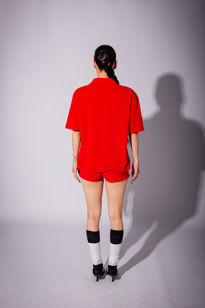 PILE POLO SHIRT red