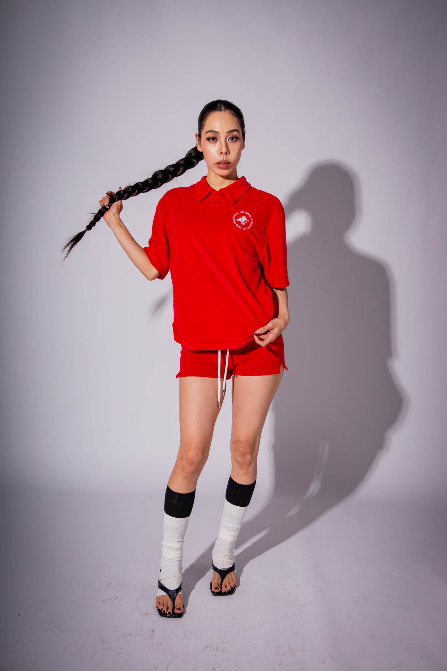 PILE POLO SHIRT red