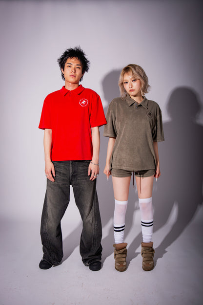 PILE POLO SHIRT red