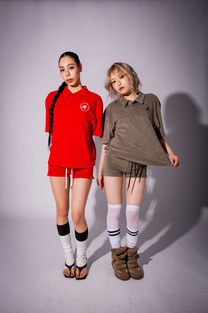PILE POLO SHIRT red