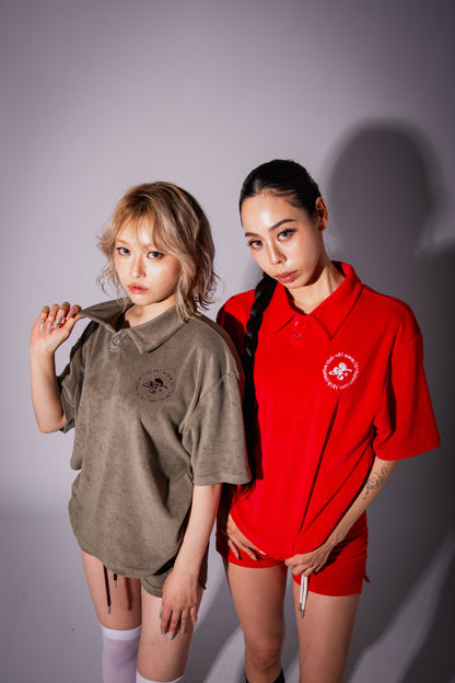 PILE POLO SHIRT red