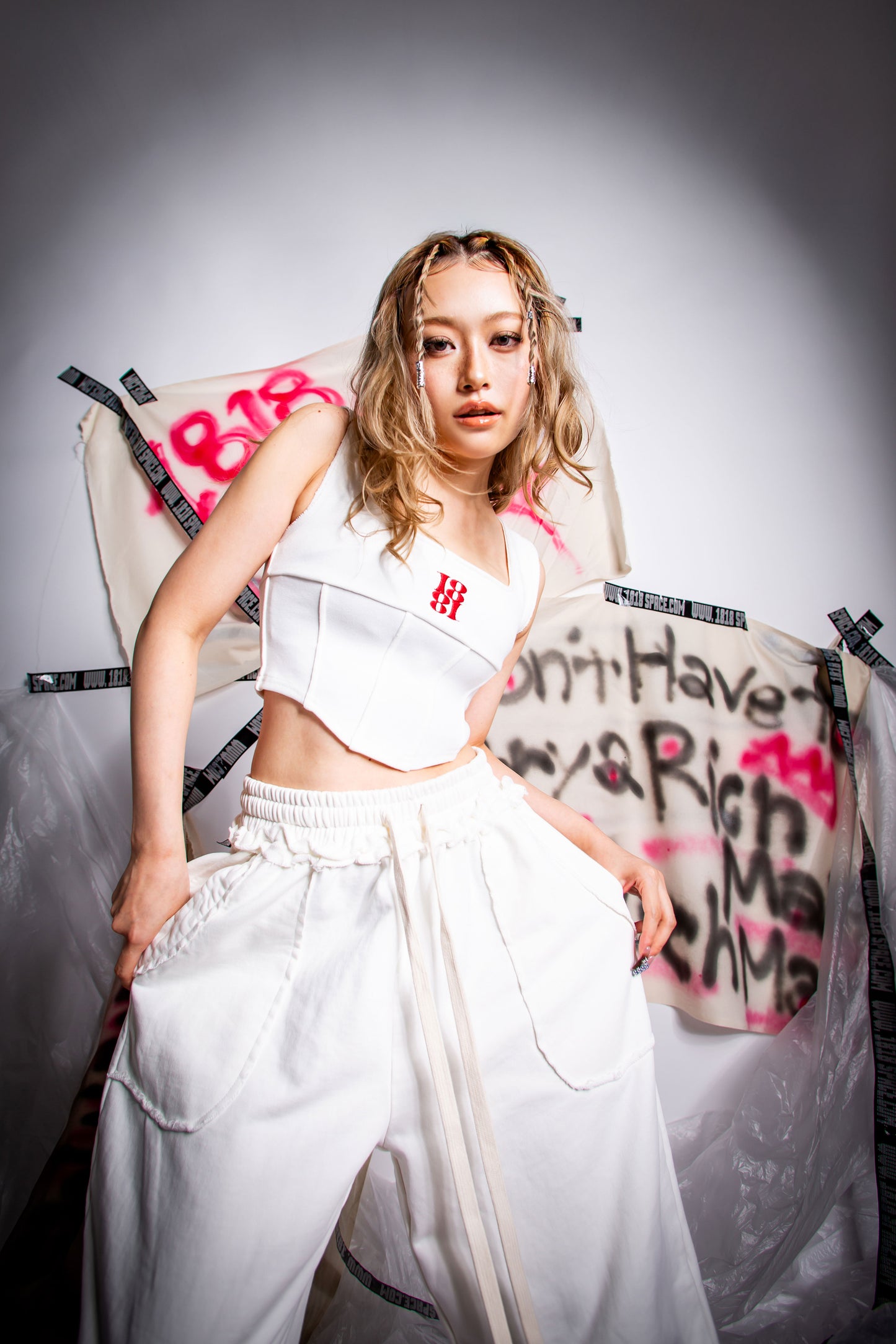 WASHED SWEAT PANTS white