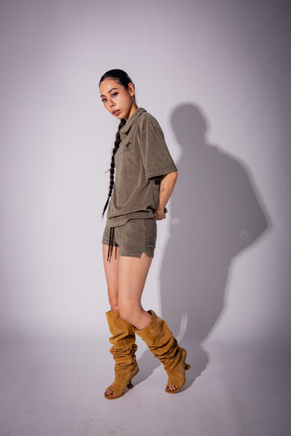 PILE POLO SHIRT khaki