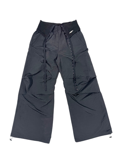 HOOK GATHER NYLON PANTS black