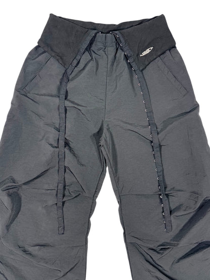 HOOK GATHER NYLON PANTS black