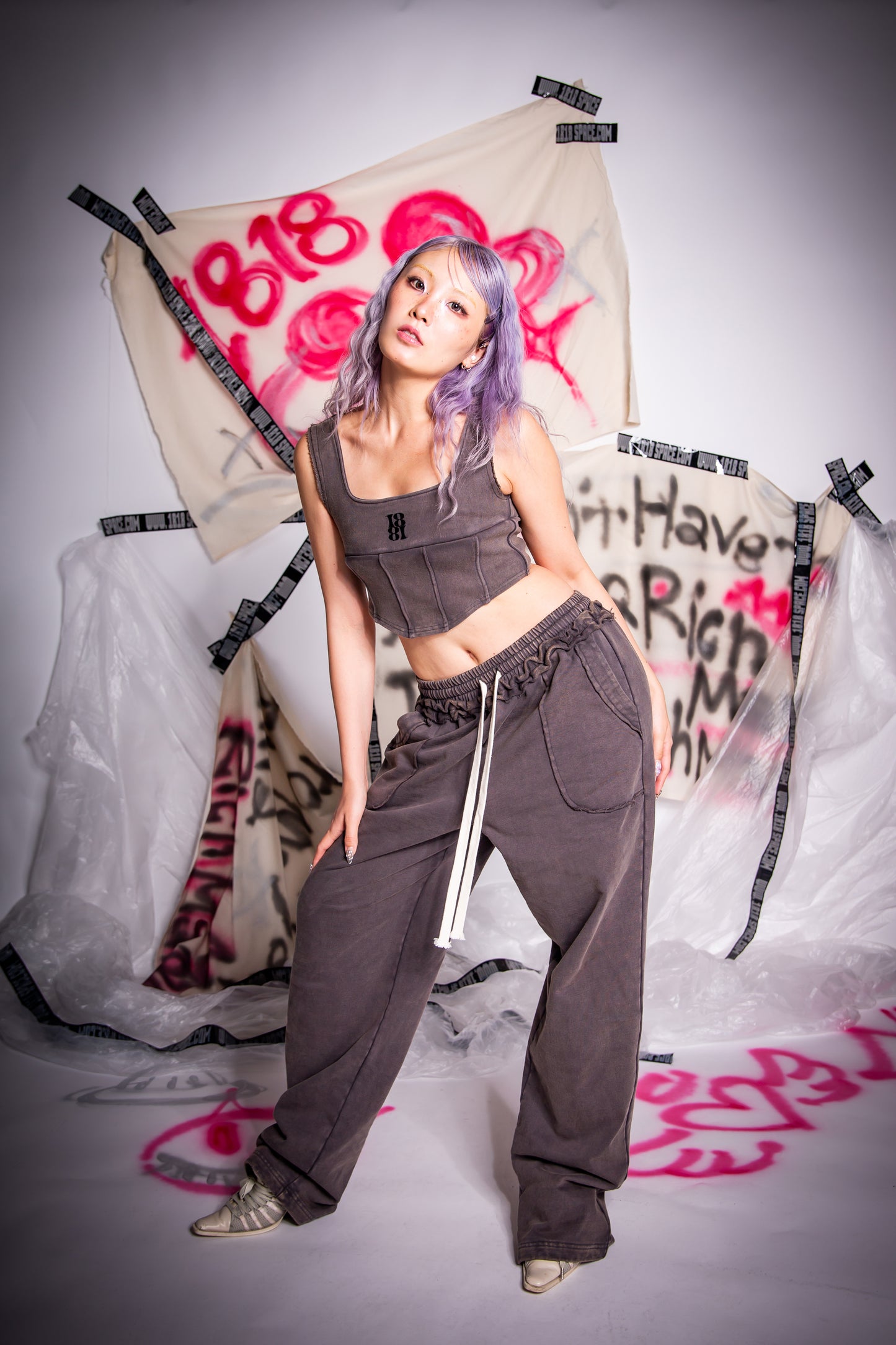 WASHED SWEAT PANTS black