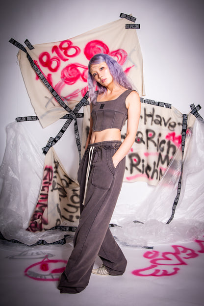 WASHED SWEAT PANTS black