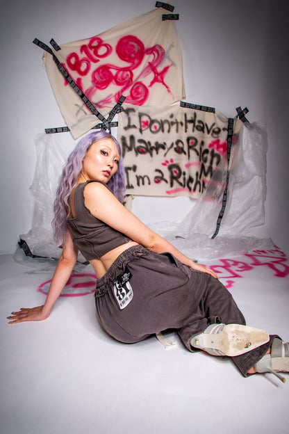 WASHED SWEAT PANTS black