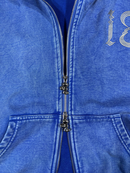 WASHED DOUBLE ZIP HOODIE blue