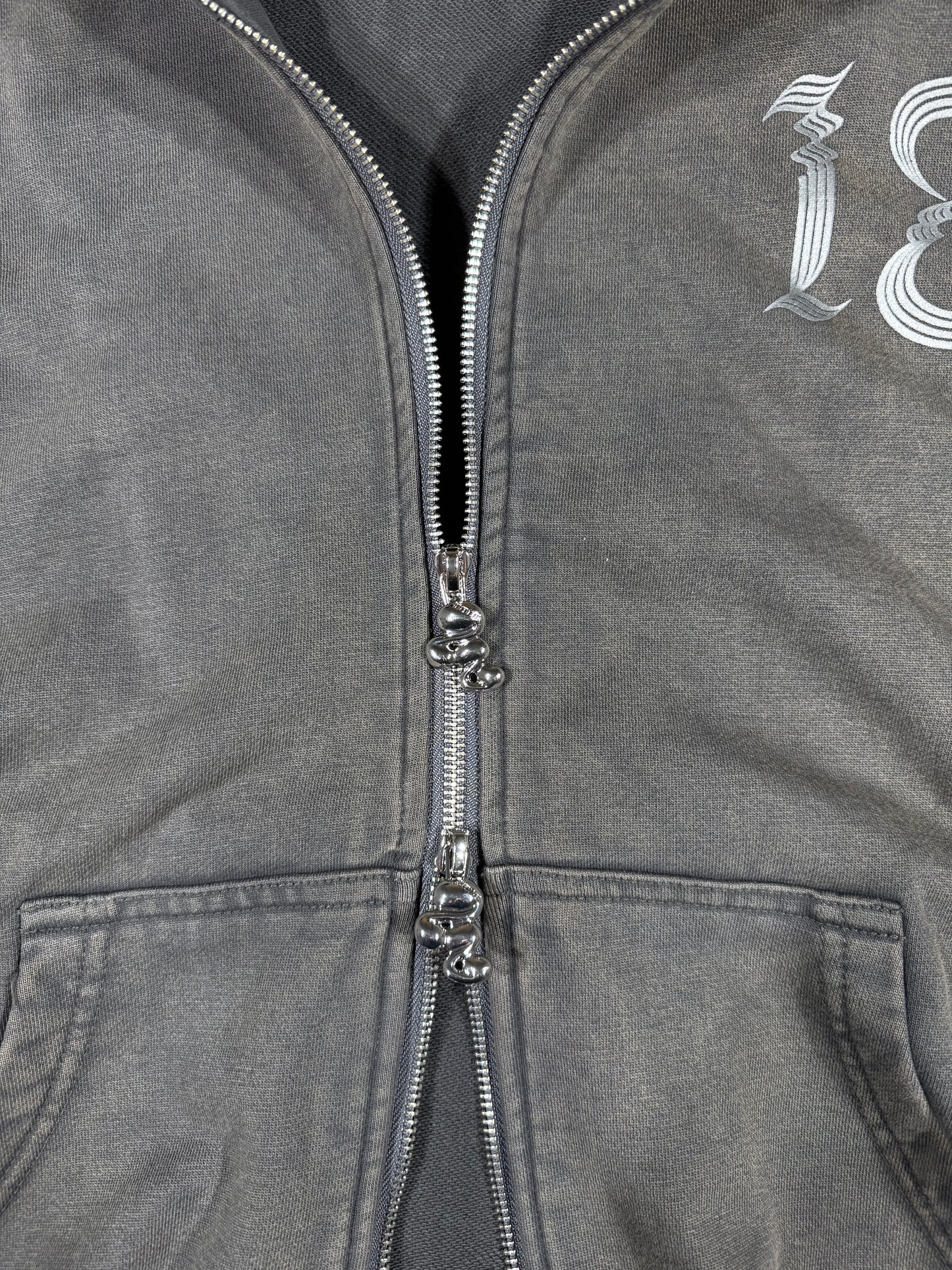 WASHED DOUBLE ZIP HOODIE black