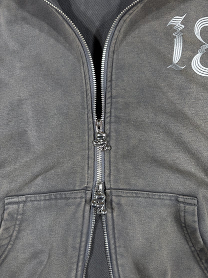 WASHED DOUBLE ZIP HOODIE black