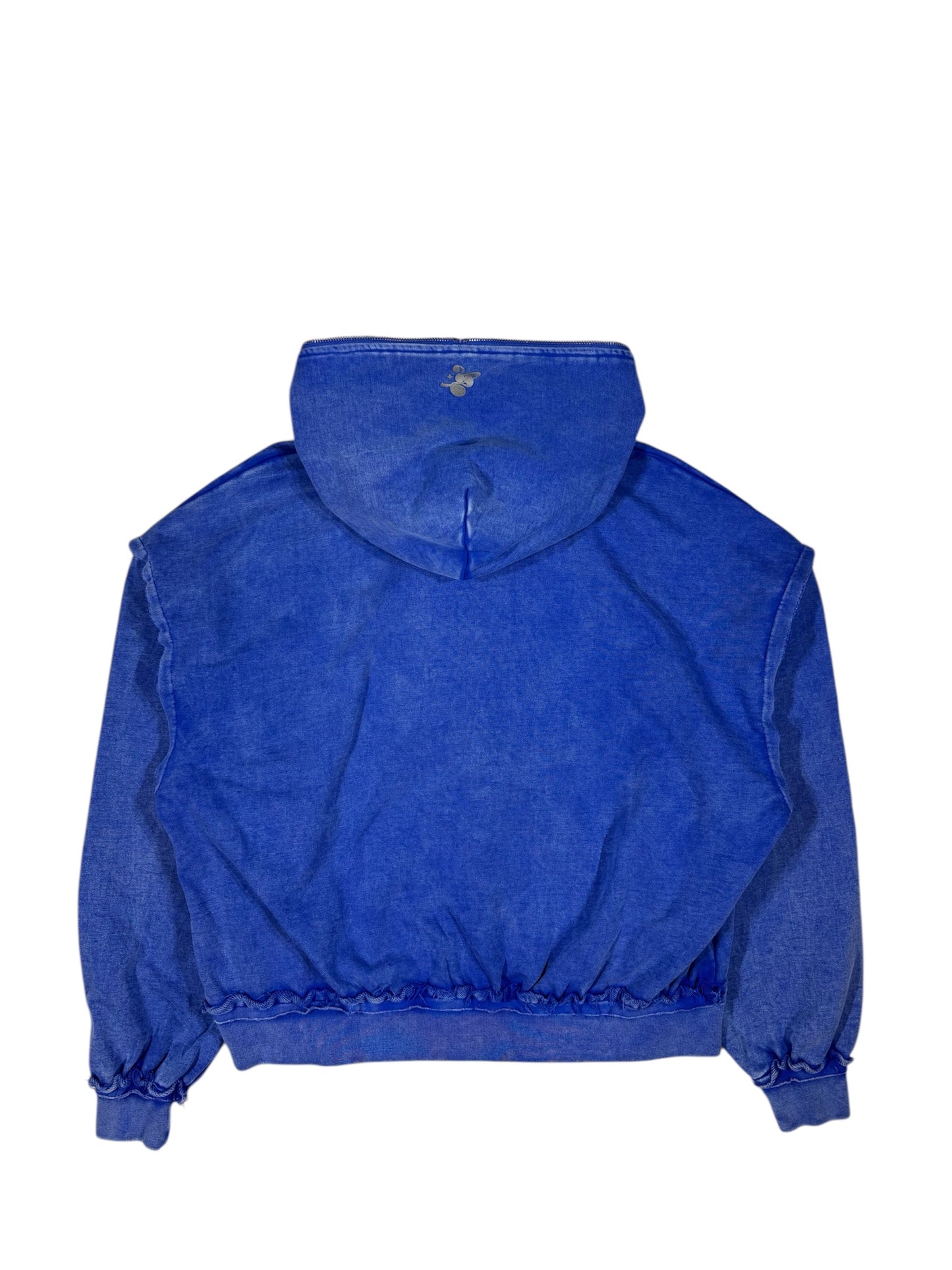 WASHED DOUBLE ZIP HOODIE blue