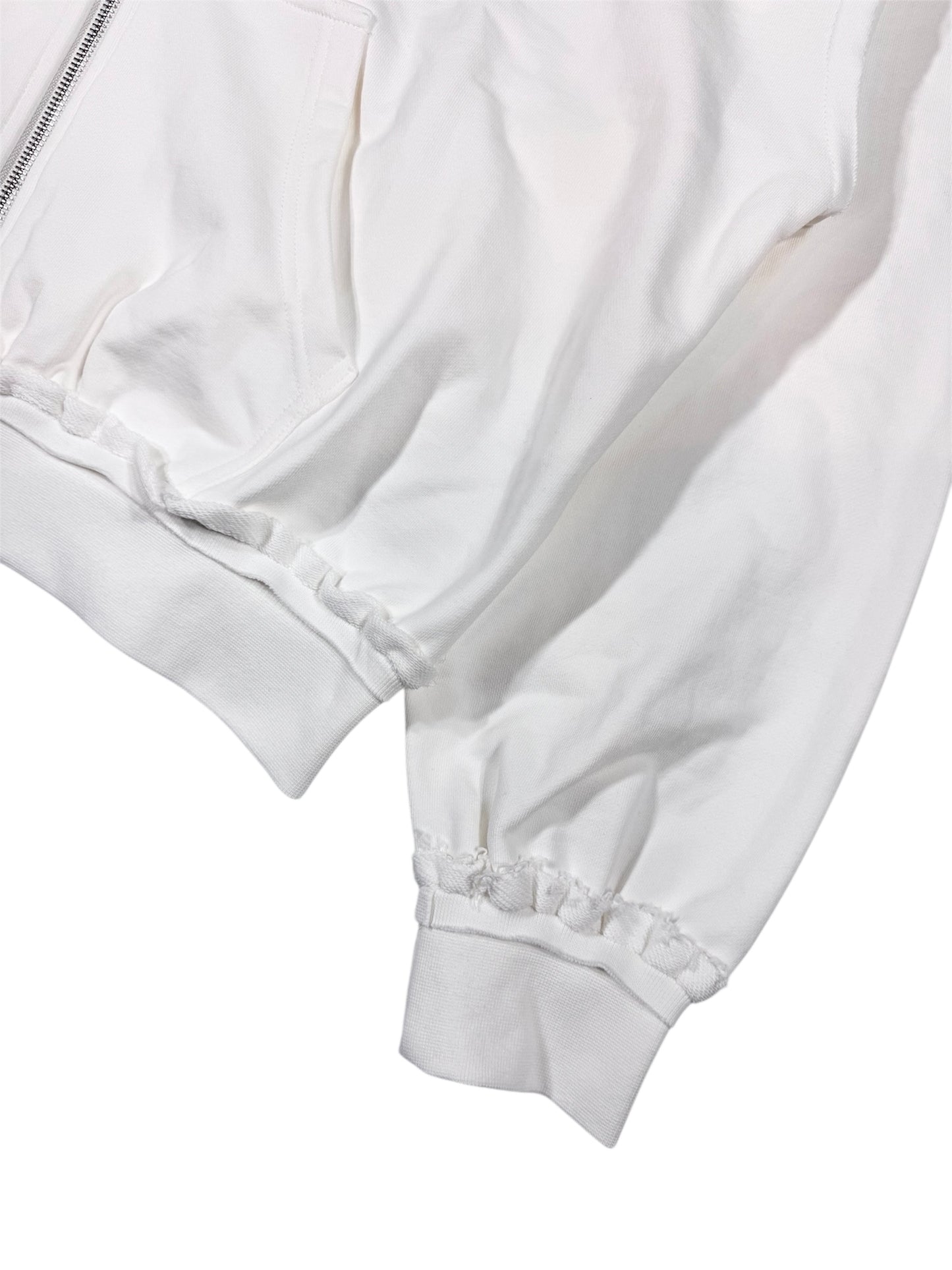 WASHED DOUBLE ZIP HOODIE white