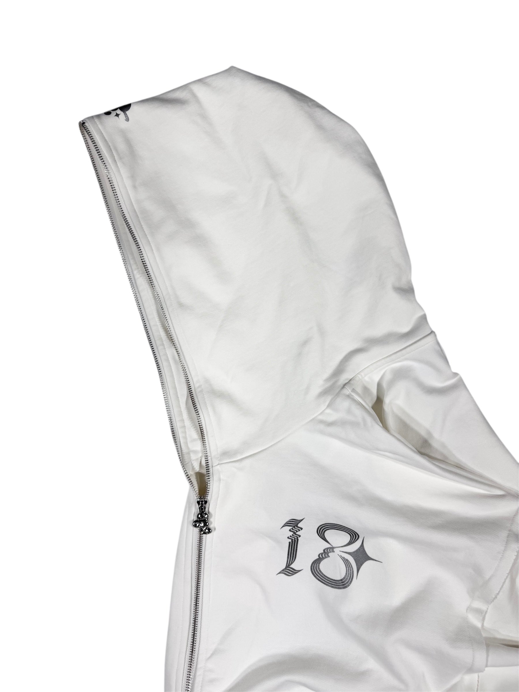 WASHED DOUBLE ZIP HOODIE white