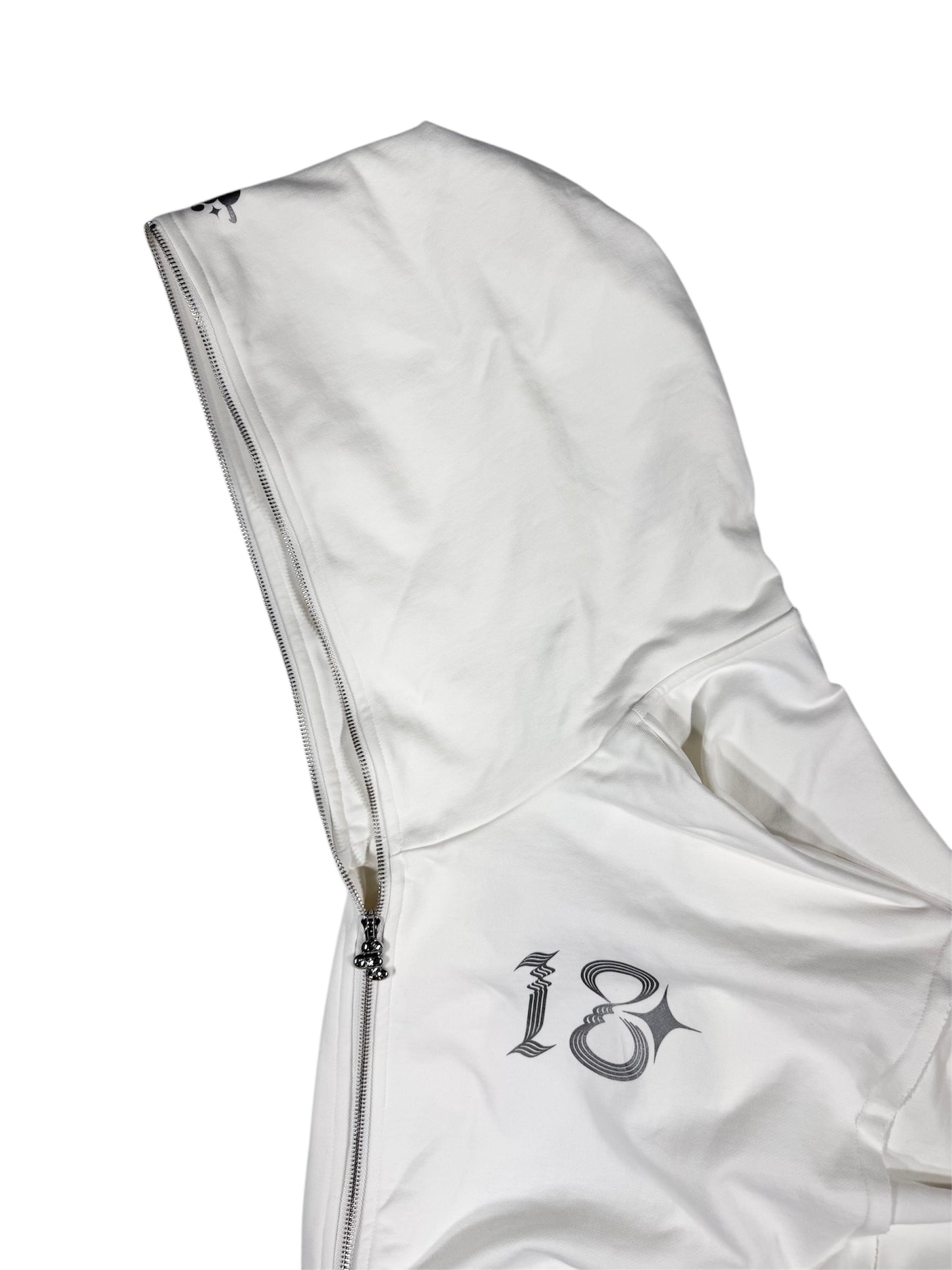 WASHED DOUBLE ZIP HOODIE white