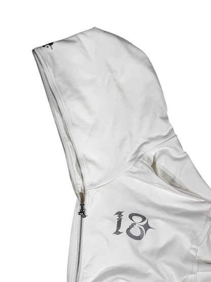 WASHED DOUBLE ZIP HOODIE white