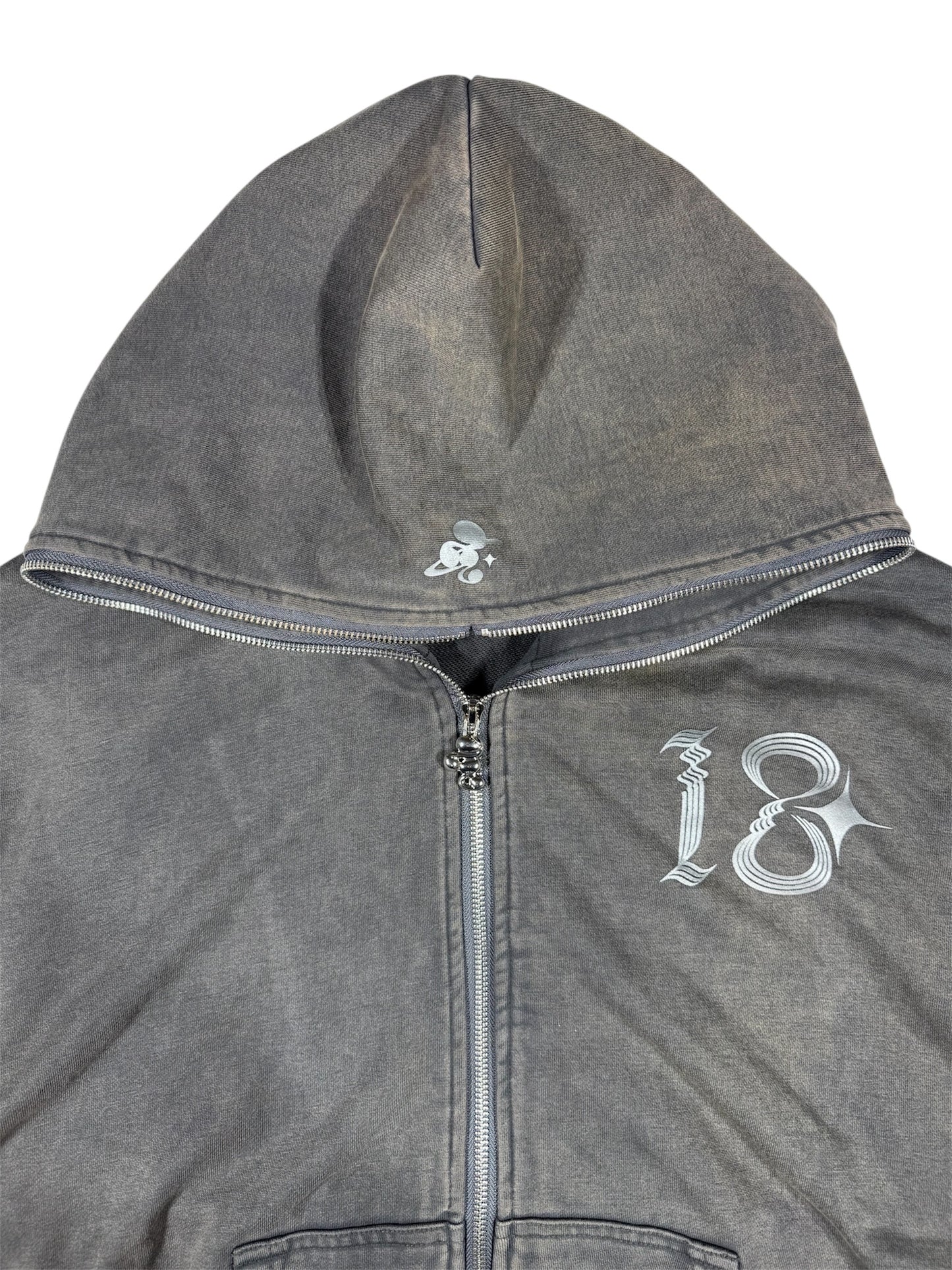 WASHED DOUBLE ZIP HOODIE black