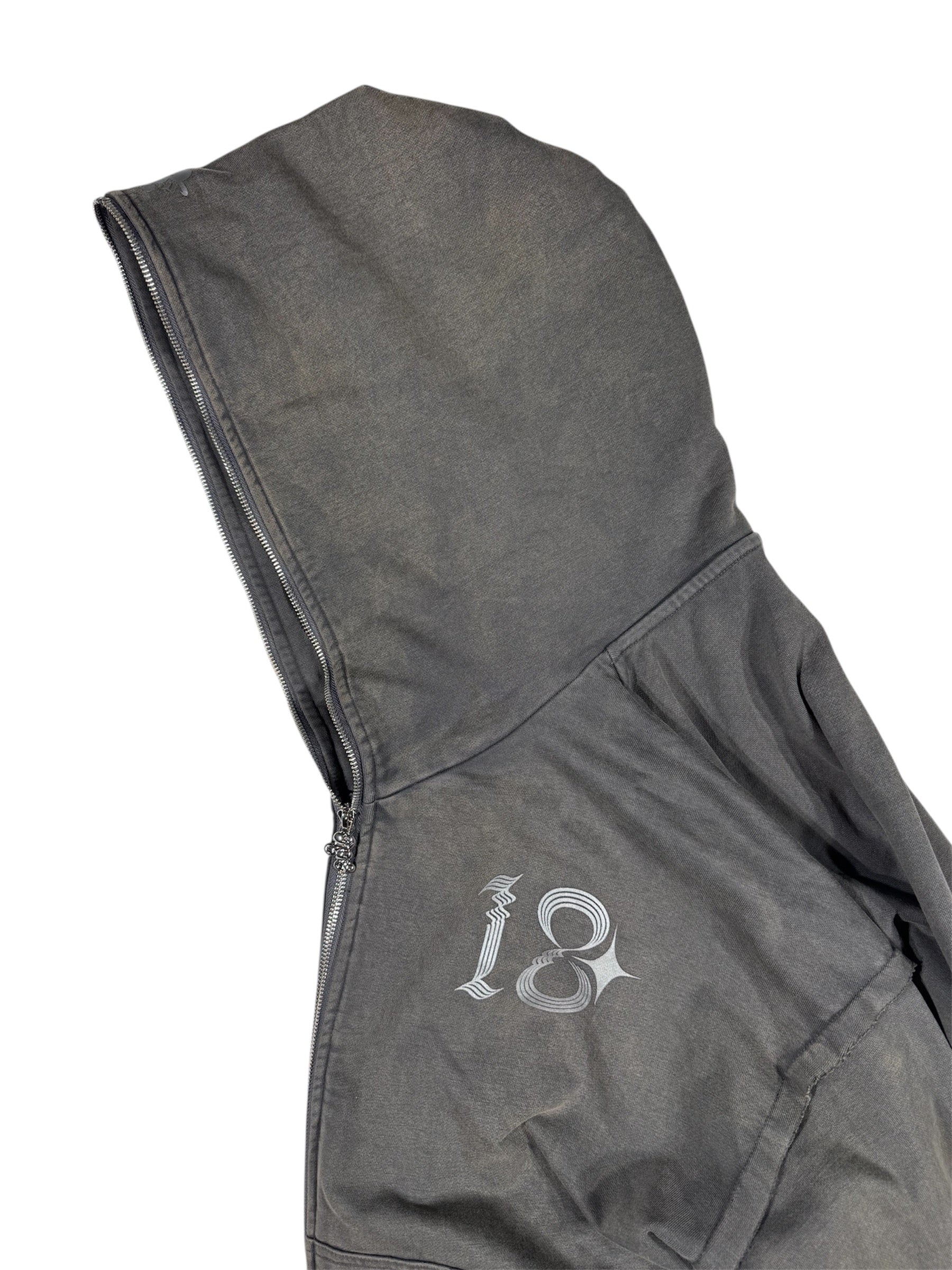 WASHED DOUBLE ZIP HOODIE black – 1818