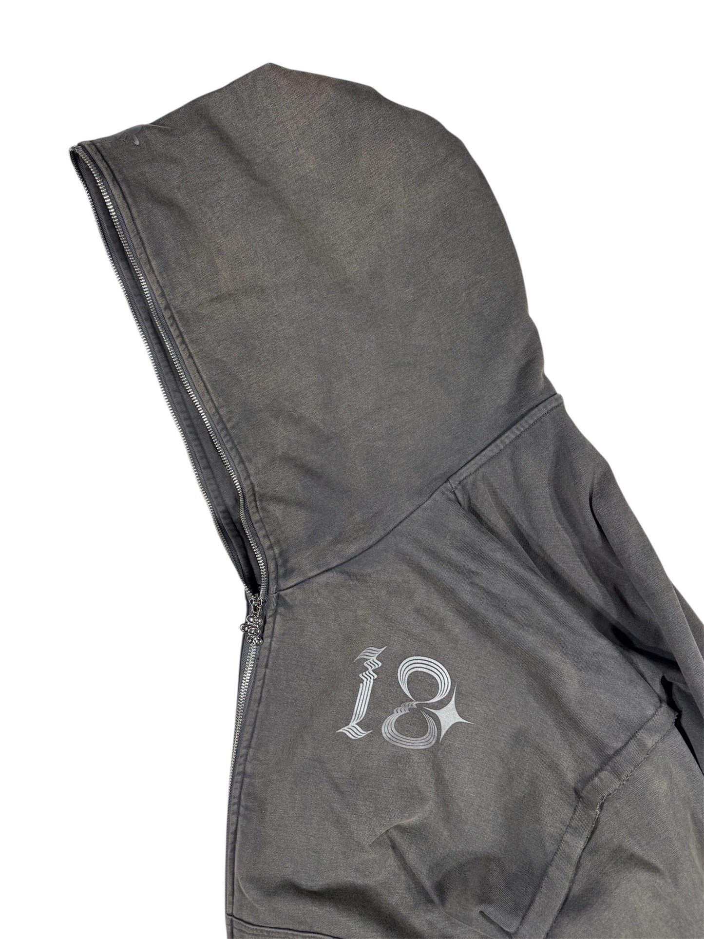 WASHED DOUBLE ZIP HOODIE black