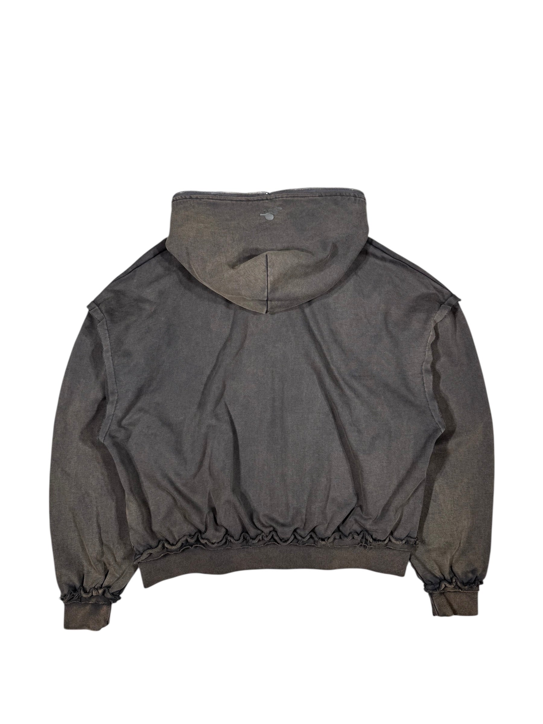 WASHED DOUBLE ZIP HOODIE black