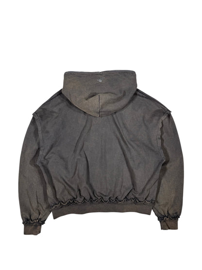 WASHED DOUBLE ZIP HOODIE black