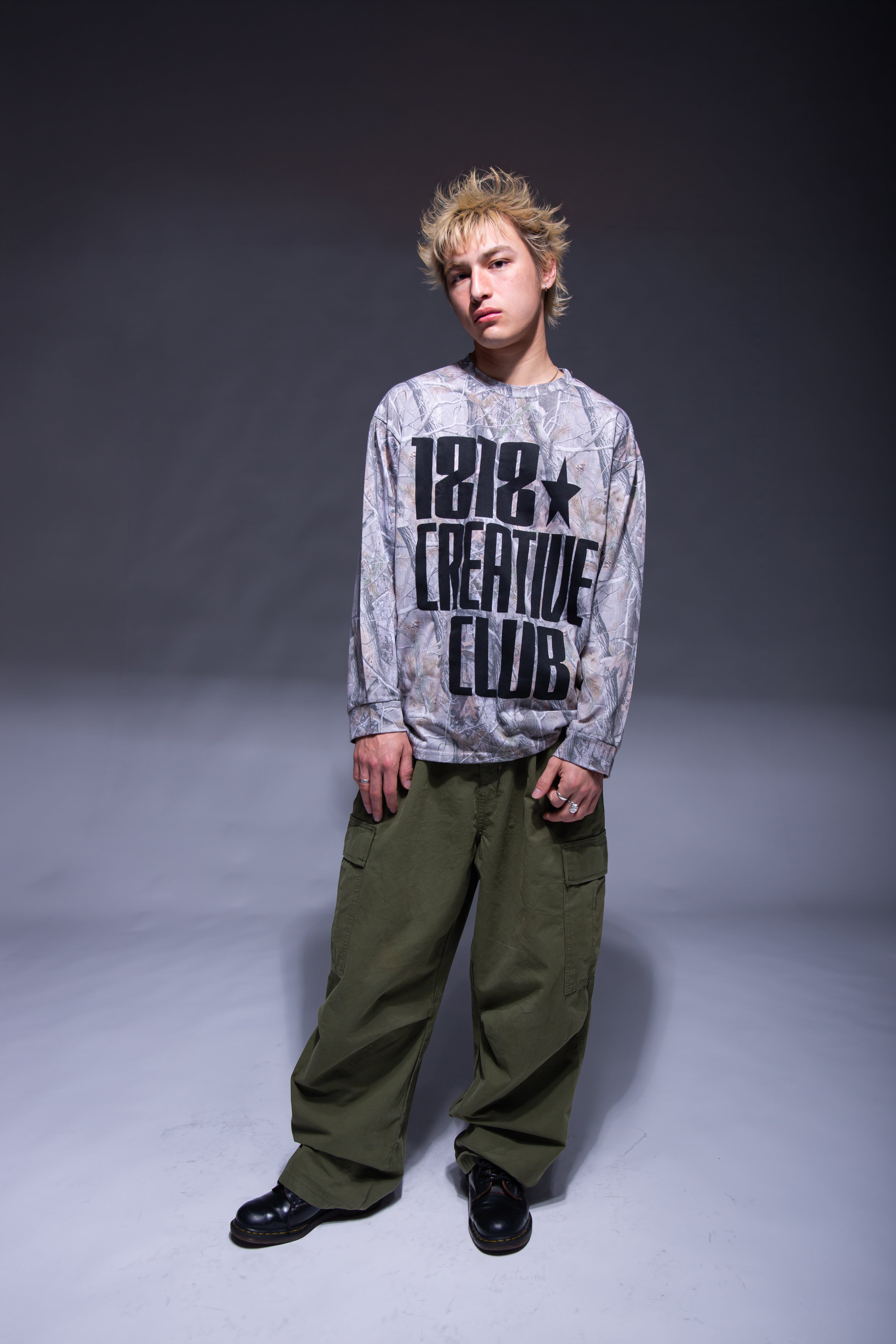 CAMO L/S T-SHIRT khaki｜1818 Iya Iya ユニセックスカモ柄ロンT