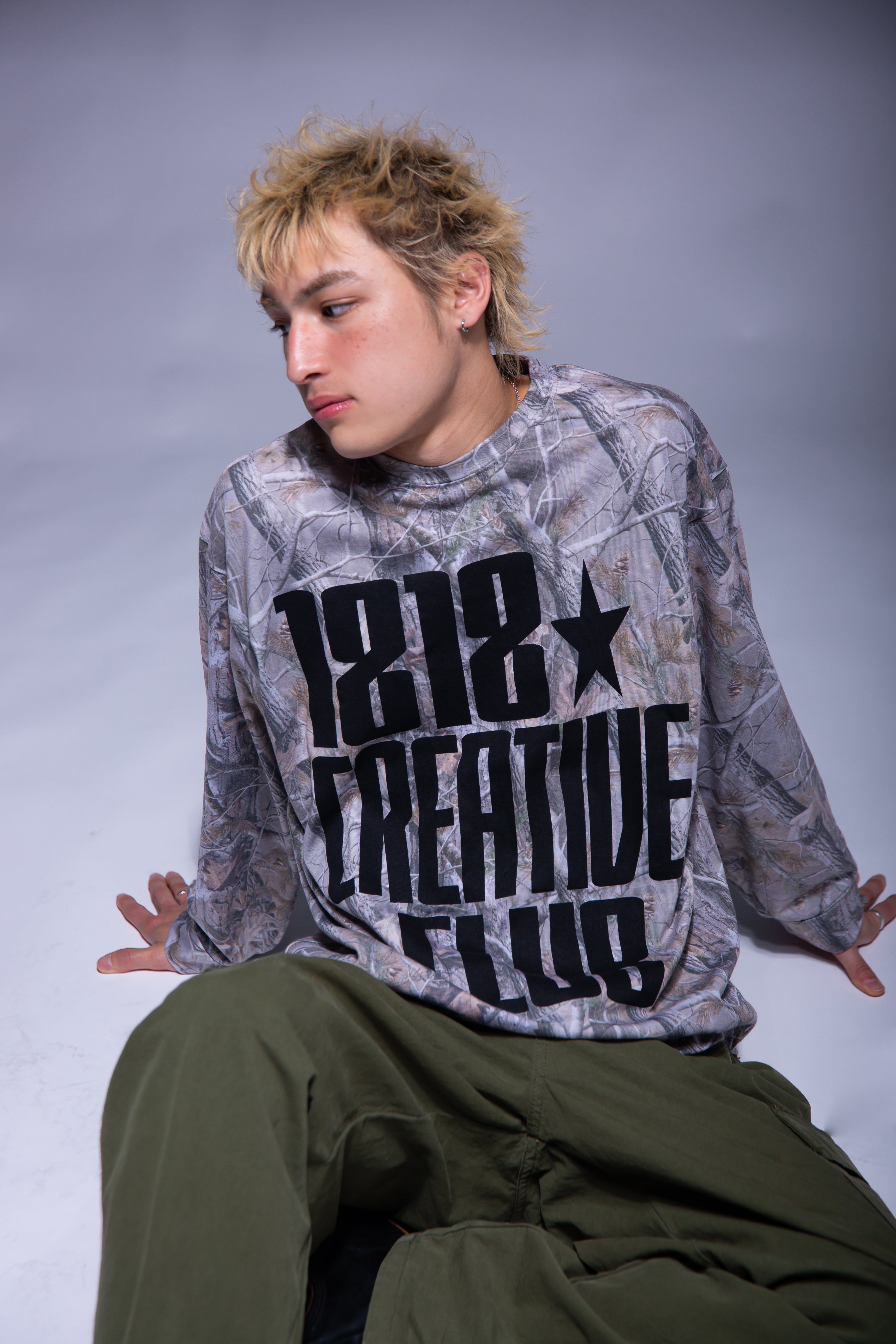 CAMO L/S T-SHIRT khaki｜1818 Iya Iya ユニセックスカモ柄ロンT
