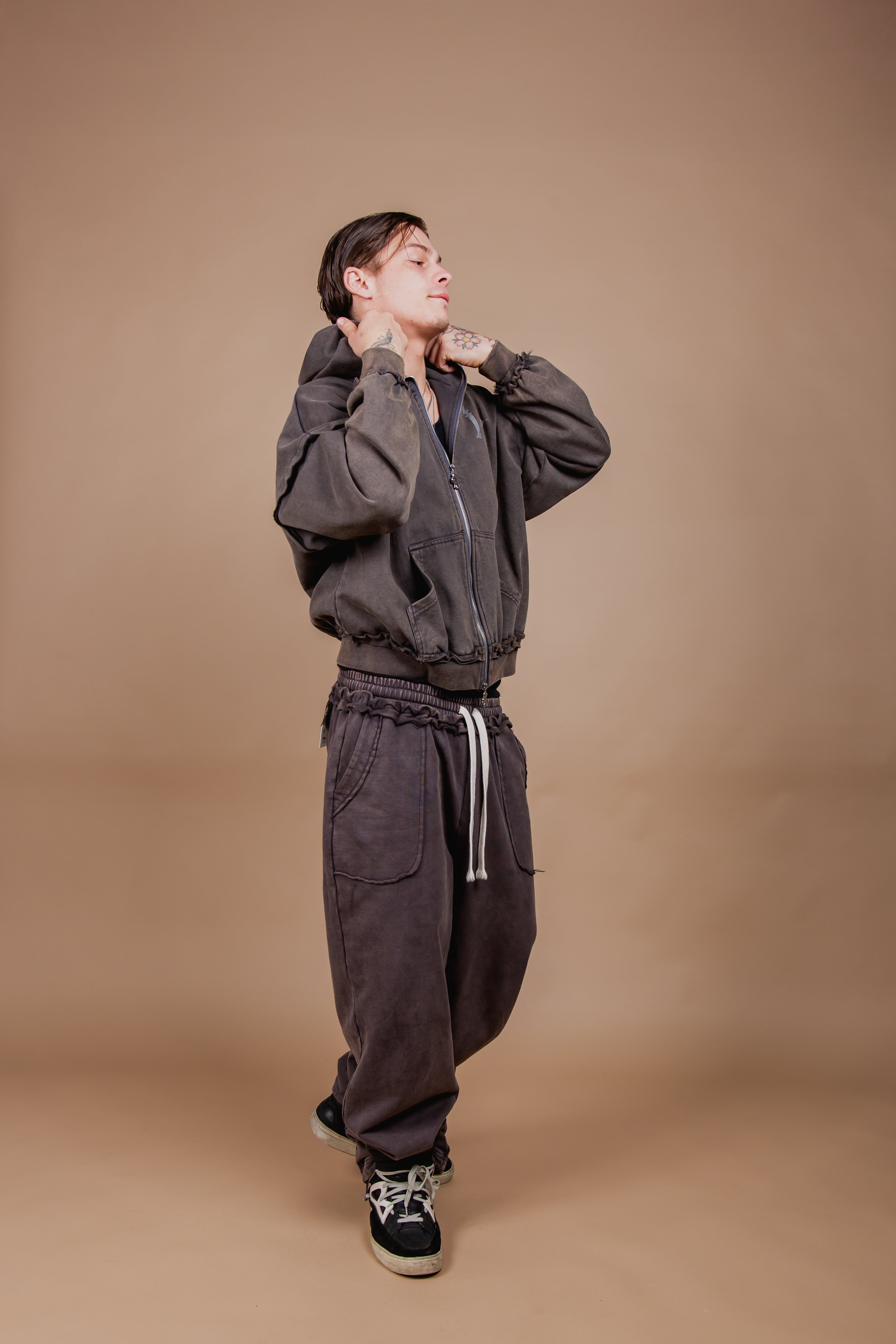 ぐぅ～★ WASHED DOUBLE ZIP HOODIE black – 1818