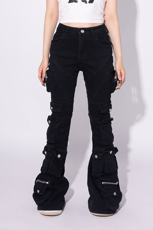 POCKET FLARE DENIM black