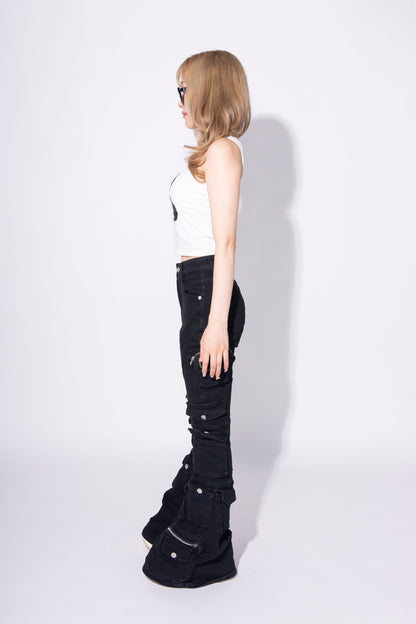 POCKET FLARE DENIM black