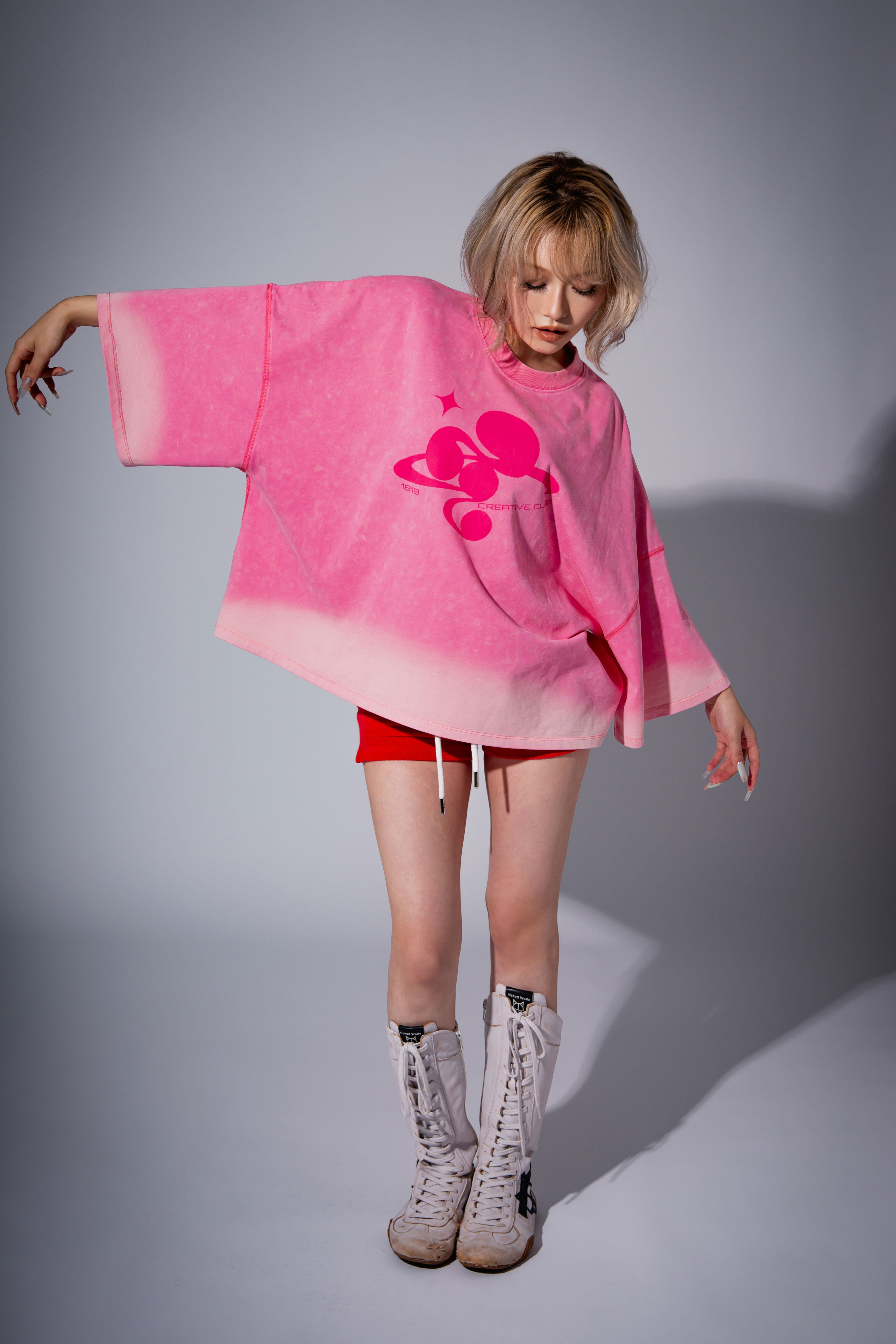 WASHED BIG TEE pink – 1818