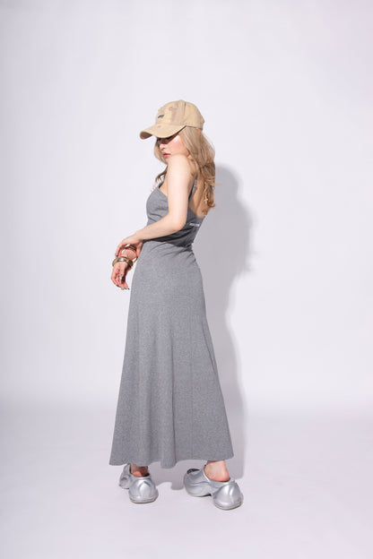 V NECK ONEPIECE gray