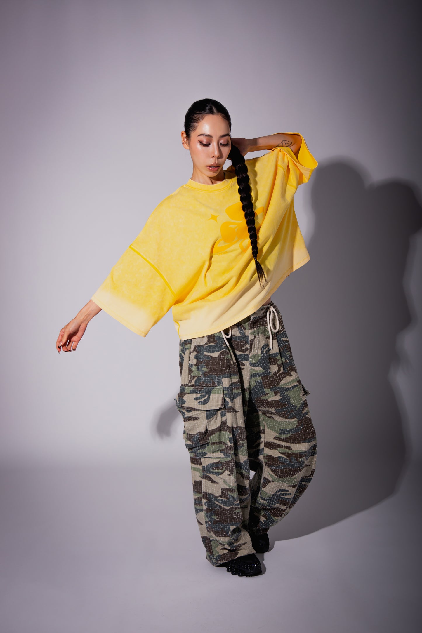 WASHED BIG TEE yellow