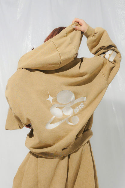 SYMBOL LOGO ZIP HOODIE beige