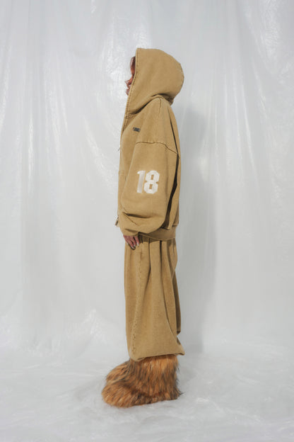 SYMBOL LOGO ZIP HOODIE beige