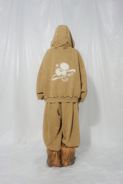 SYMBOL LOGO ZIP HOODIE beige