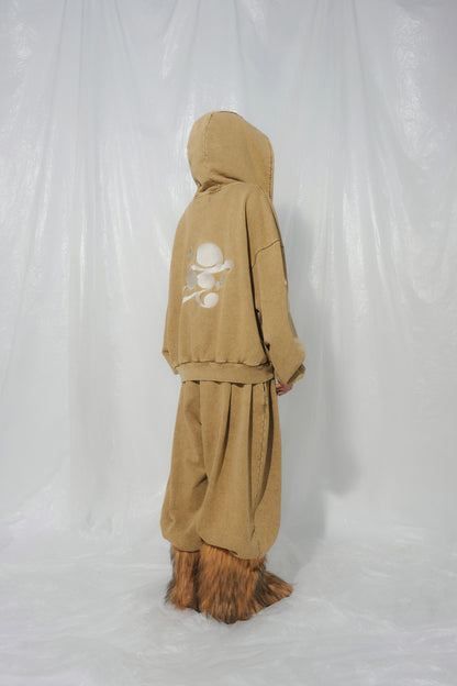 SYMBOL LOGO ZIP HOODIE beige