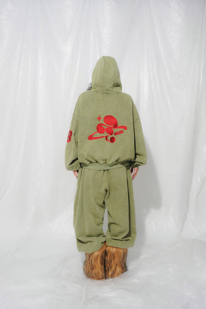 SYMBOL LOGO ZIP HOODIE khaki