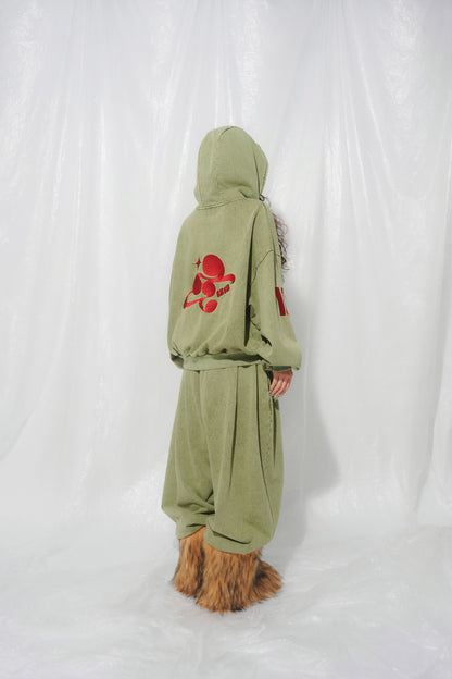 SYMBOL LOGO ZIP HOODIE khaki